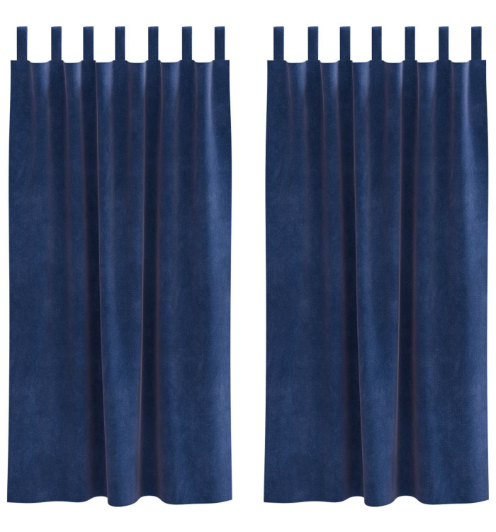 Rideaux opaques avec boucles suspendues 2 pcs Velours Bleu foncé | Mobilier & Déco