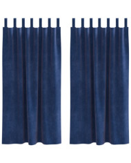 Rideaux opaques avec boucles suspendues 2 pcs Velours Bleu foncé | Mobilier & Déco
