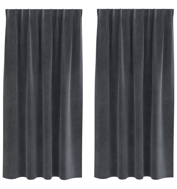 Rideaux occultants avec bande supérieure 2 pcs Velours Gris clair | Mobilier & Déco
