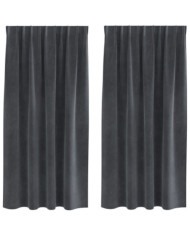 Rideaux occultants avec bande supérieure 2 pcs Velours Gris clair | Mobilier & Déco