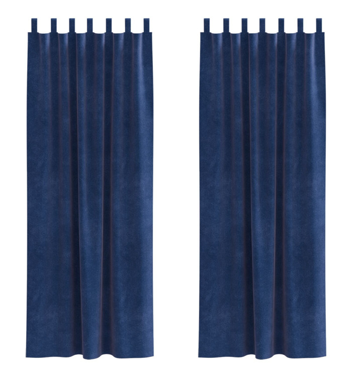 Rideaux occultants avec boucles de suspension 2 pcs Velours bleu foncé | Mobilier & Déco
