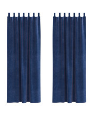Rideaux occultants avec boucles de suspension 2 pcs Velours bleu foncé | Mobilier & Déco