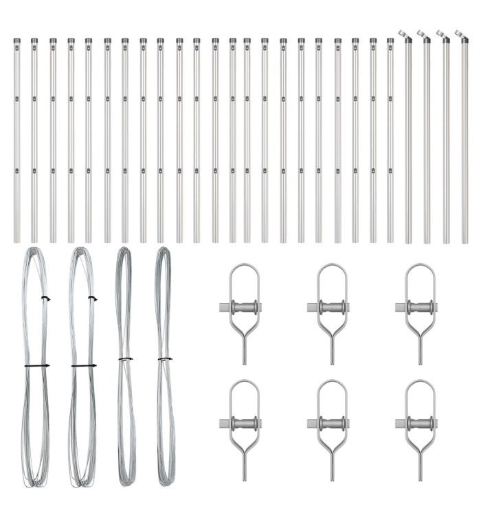 Poteaux de clôture 26 pcs Ø32 mm 100 cm en acier galvanisé | Mobilier & Déco