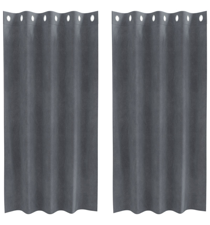 Rideaux occultants avec œillets 2 pcs Velours gris clair super léger | Mobilier & Déco