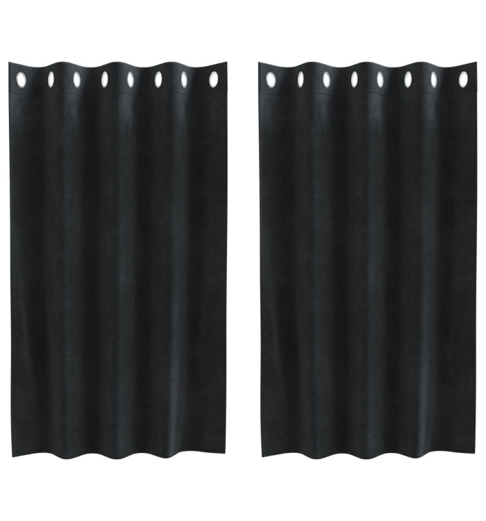 Rideaux occultants avec œillets 2 pcs en velours noir | Mobilier & Déco