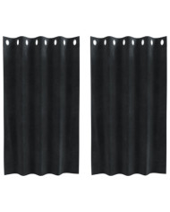 Rideaux occultants avec œillets 2 pcs en velours noir | Mobilier & Déco