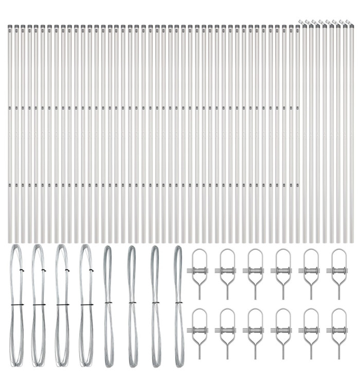 Pieux de clôture 52 pcs Ø32 mm 150 cm Acier galvanisé | Mobilier & Déco