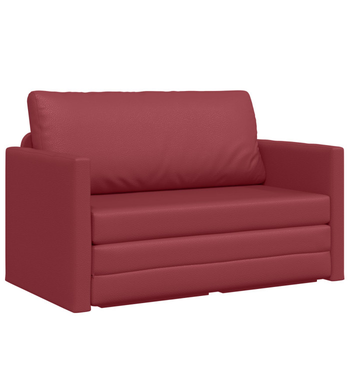 Canapé au sol-lit 2-en-1 rouge vin 124x71x78 cm en cuir artificiel | Mobilier & Déco