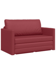 Canapé au sol-lit 2-en-1 rouge vin 124x71x78 cm en cuir artificiel | Mobilier & Déco