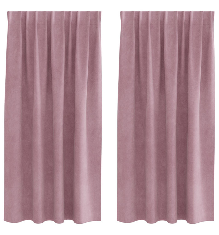 Rideaux occultants avec bande supérieure 2 pcs Velours rose foncé | Mobilier & Déco