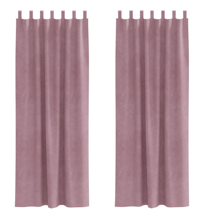 Rideaux occultants avec boucles de suspension 2 pcs en velours rose foncé | Mobilier & Déco