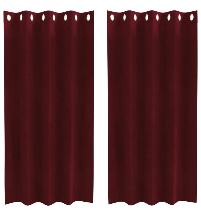 Rideaux occultants avec œillets 2 pcs Wine Red Velvet | Mobilier & Déco