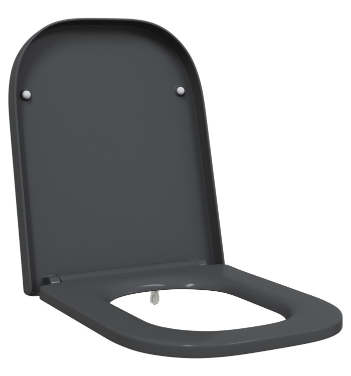 Siège de toilettes à libération rapide avec système de fermeture douce en duroplast anthracite | Mobilier & Déco
