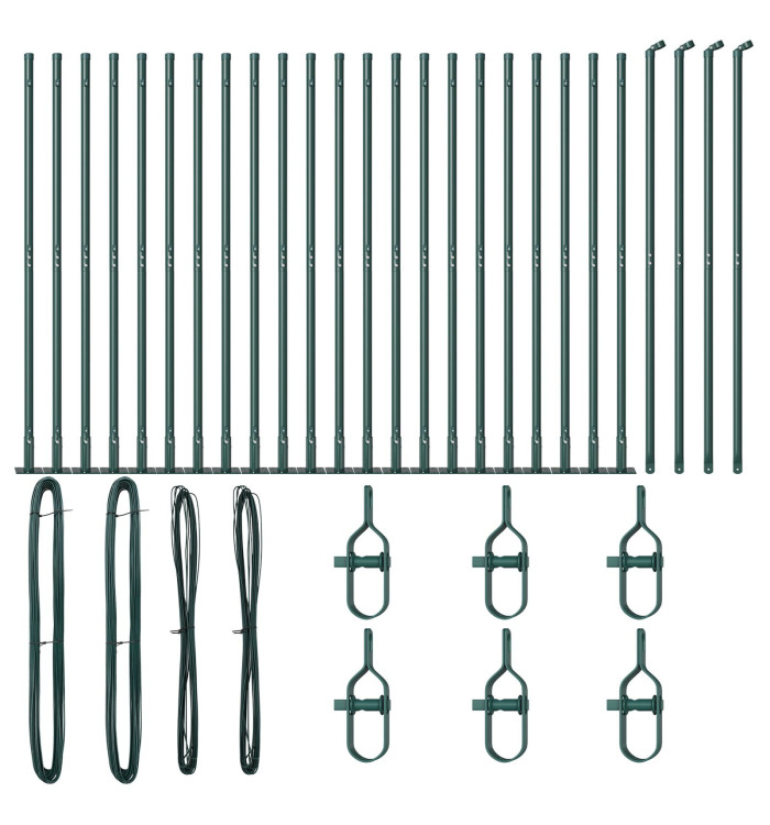 Poteaux de clôture avec plaques de base 26 pcs Ø32mm 83,5cm en acier galvanisé | Mobilier & Déco
