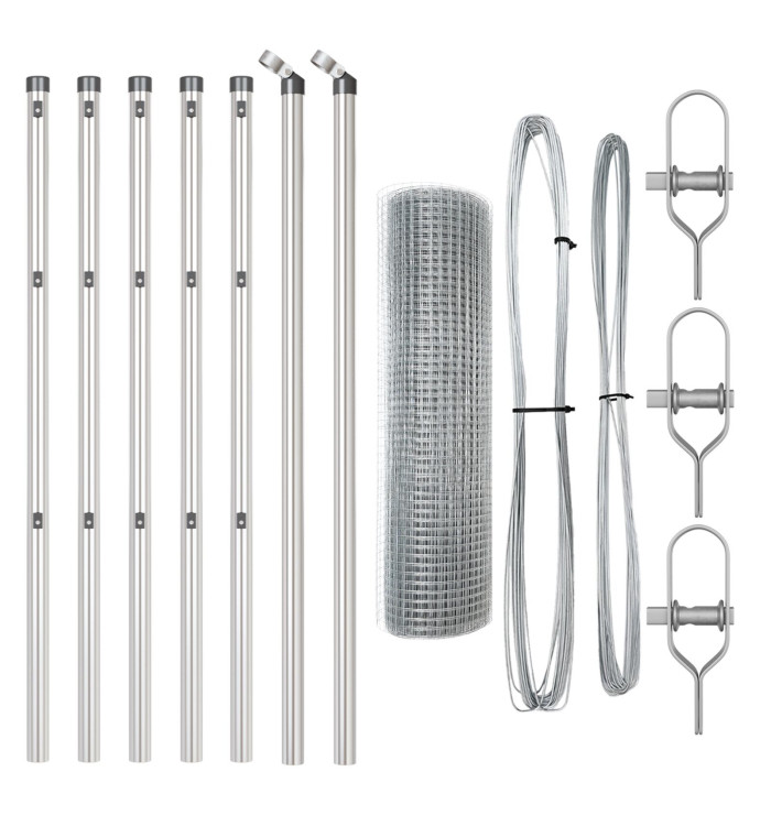 Set de poteaux de clôture Set de 2 Acier galvanisé 10 x 0.5 m | Mobilier & Déco