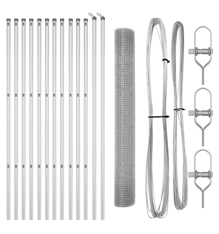 Ensemble de Poteaux de Clôture de 25 m Set de 2 Acier Galvanisé | Mobilier & Déco