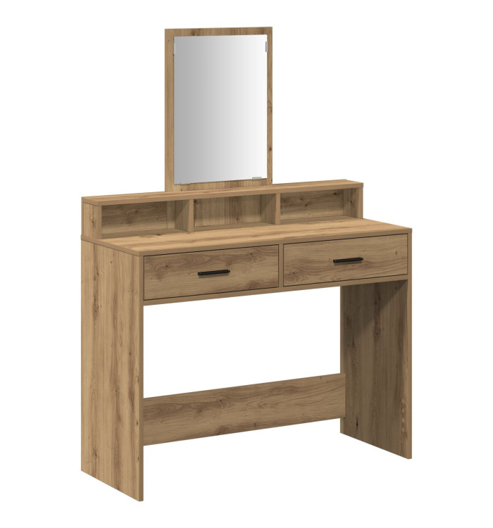 Table de maquillage avec des tiroirs en chêne artisanal 100x41x140 cm | Mobilier & Déco