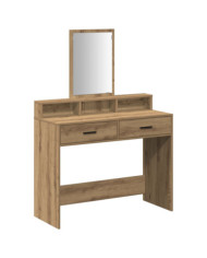 Table de maquillage avec des tiroirs en chêne artisanal 100x41x140 cm | Mobilier & Déco