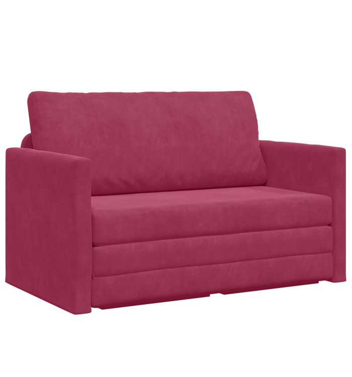 Canapé Lit au Sol 2-en-1 Rouge Vin 124x204x61 cm Velours | Mobilier & Déco