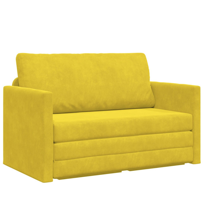 Canapé de sol 2-en-1 Jaune 124x204x61 cm Velours | Mobilier & Déco