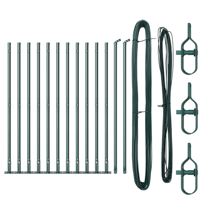 Poteaux de Clôture avec Bases 13 pcs Ø32mm 110cm Acier Galvanisé | Mobilier & Déco