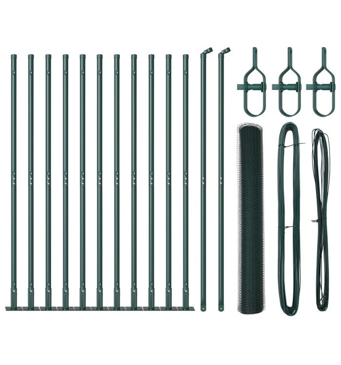 Ensemble de Clôture Set de 2 Vert Foncé Acier Galvanisé 25 x 1 m | Mobilier & Déco