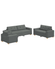Canapé 3 places en tissu gris foncé avec coussins | Mobilier & Déco