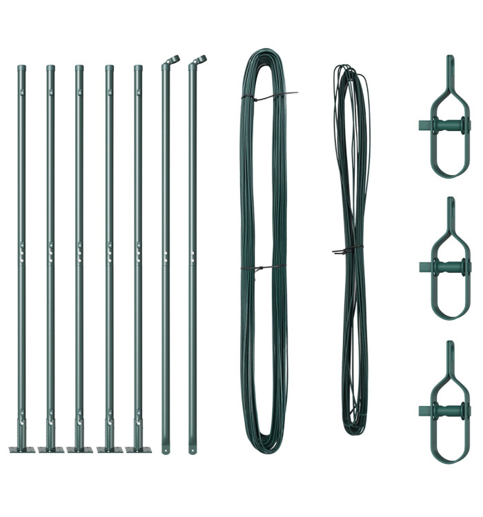 Pieux de clôture avec plaques de base 7 pcs Ø32mm 83,5cm Acier galvanisé | Mobilier & Déco