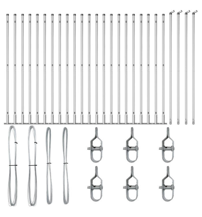 Posts de clôture avec plaques de base 26 pcs Ø32mm 78,5cm Acier galvanisé | Mobilier & Déco
