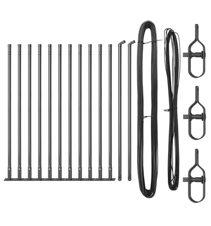 Poteaux de clôture avec plaques de base 13 pcs Ø32mm 110cm en acier galvanisé | Mobilier & Déco