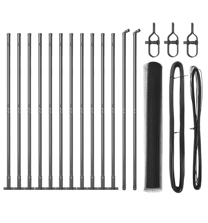 Set de clôtures 2 pièces Gris Acier revêtu de poudre 25 x 1 m | Mobilier & Déco
