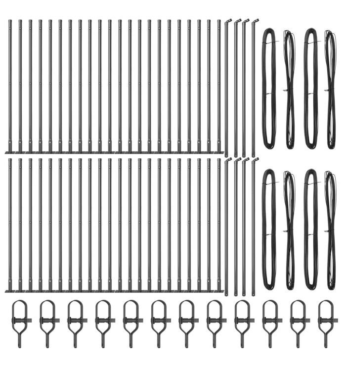 Poteaux de clôture avec plaques de base 52 pcs Ø32mm 110cm en acier galvanisé | Mobilier & Déco