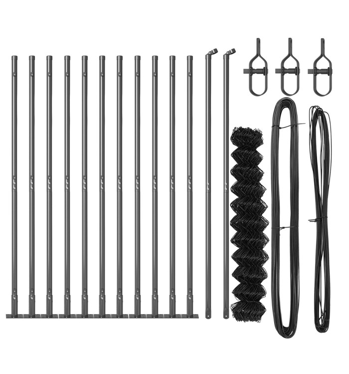 Clôture en Maillon de Chaîne Set de 2 Gris Acier, PVC 25 x 1 m | Mobilier & Déco