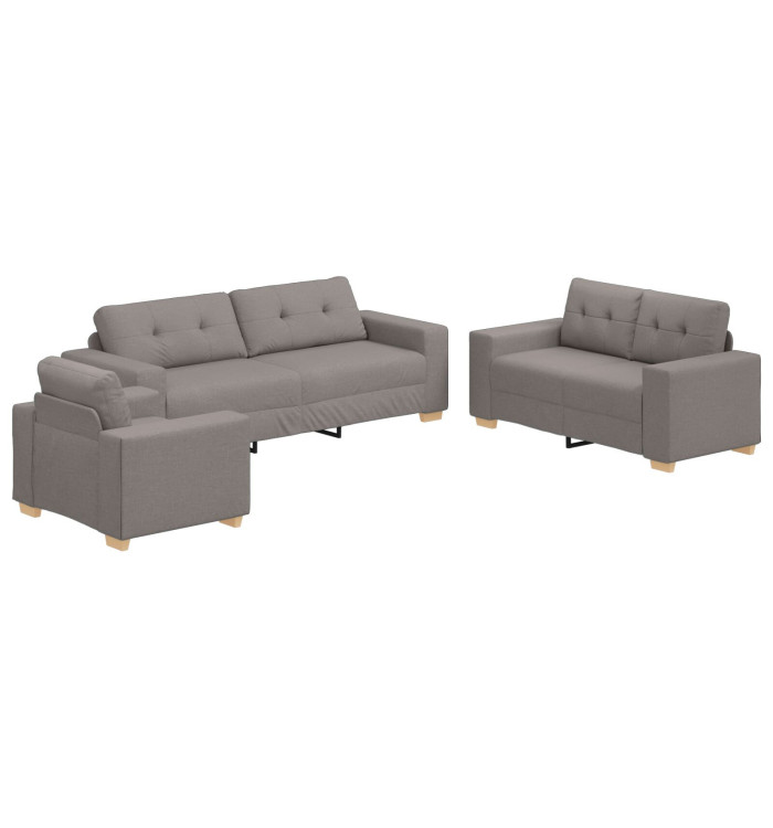 Canapé 3 places avec coussins en tissu taupe | Mobilier & Déco