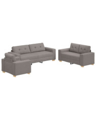 Canapé 3 places avec coussins en tissu taupe | Mobilier & Déco