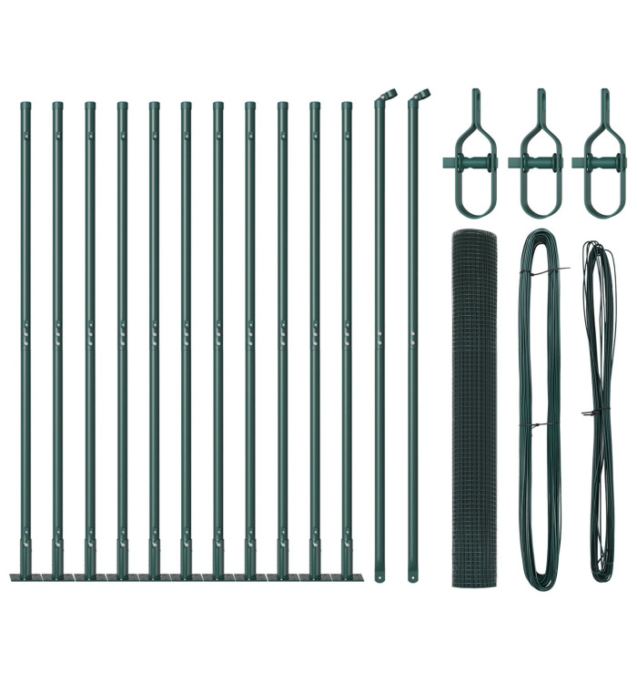 Ensemble de poteaux de clôture verts Ensemble de 2 Vert Métal | Mobilier & Déco