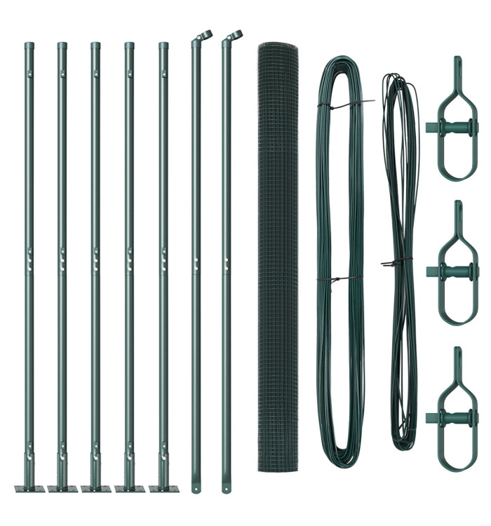 Set de Poteaux de Clôture Vert 2 pièces Vert Acier galvanisé | Mobilier & Déco