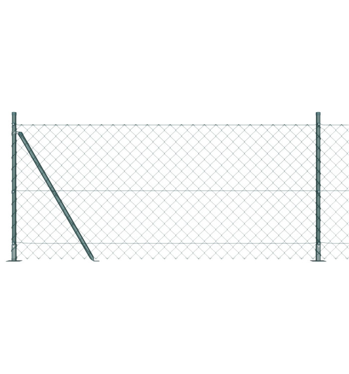 Clôture en fil métallique avec 7 poteaux à brides 1x10 m en acier galvanisé | Mobilier & Déco