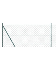 Clôture en fil métallique avec 7 poteaux à brides 1x10 m en acier galvanisé | Mobilier & Déco