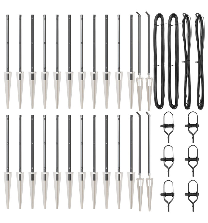 Poteaux de clôture avec pique 26 pcs Ø32 mm 120 cm Acier galvanisé | Mobilier & Déco