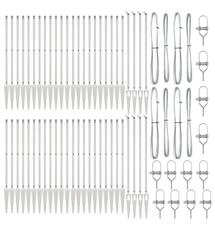 Poteaux de clôture avec pointe 52 pcs Ø32 mm 80 cm Acier galvanisé | Mobilier & Déco