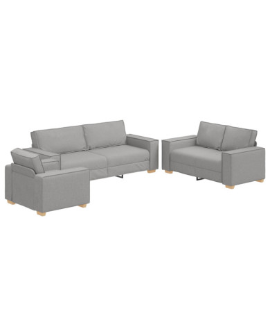 Ensemble de canapé 3 pièces avec coussins en tissu gris nuage | Mobilier & Déco