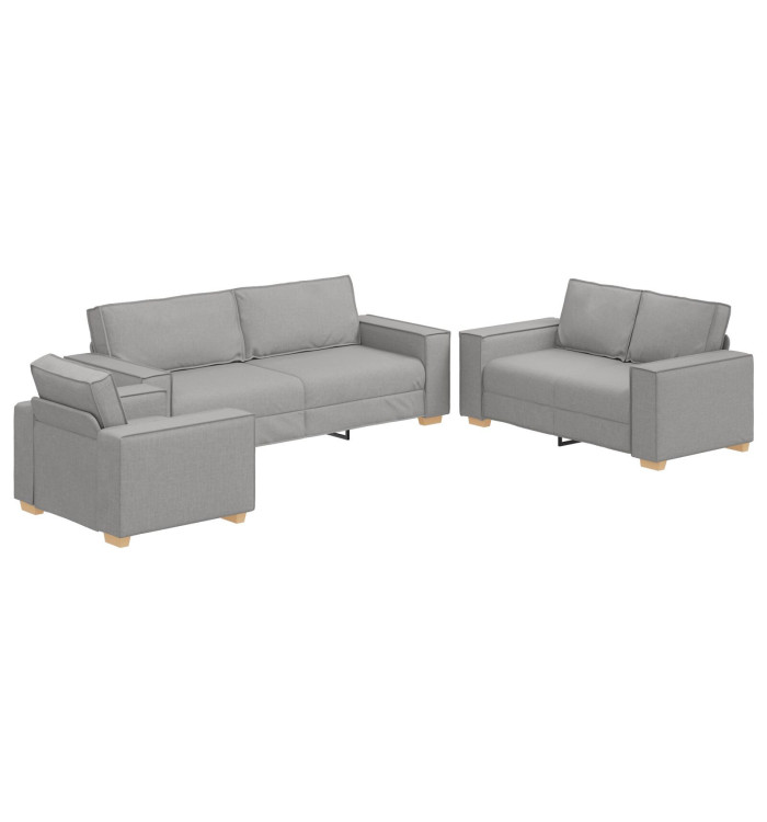 Ensemble de canapé 3 pièces avec coussins en tissu gris nuage | Mobilier & Déco