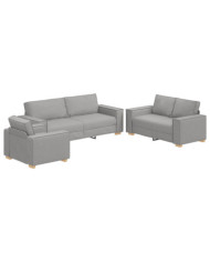 Ensemble de canapé 3 pièces avec coussins en tissu gris nuage | Mobilier & Déco