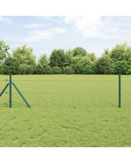 Clôture Hexagonale Verte 0.4x100 m Acier, Poteaux de Clôture 13 pcs Verts Ø32 mm 80 cm Acier Galvanisé | Mobilier & Déco