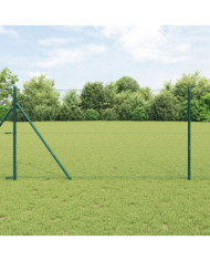 Clôture Hexagonale Verte 1x100 m Acier, Poteaux de Clôture 13 pcs Verts Ø32 mm 150 cm Acier Galvanisé | Mobilier & Déco