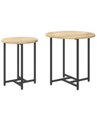 Table d'appoint  2 pièces bois d'ingénierie chêne Sonoma et métal | Mobilier & Déco