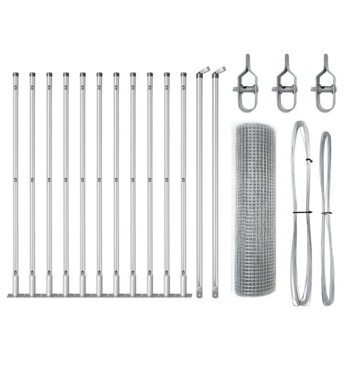 Ensemble de Poteaux de Clôture Pack de 2 Acier Galvanisé 25 x 0.5 m | Mobilier & Déco
