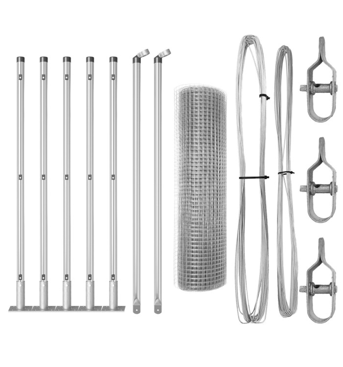 Set de poteaux de clôture 10 x 0,5 m Pack de 2 Acier galvanisé | Mobilier & Déco
