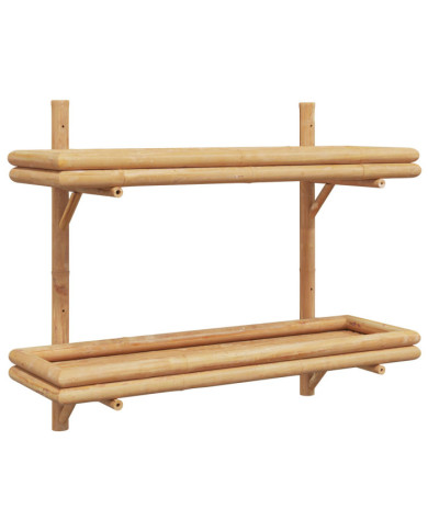 Étagère murale  2 niveaux 75x26x60 cm en bambou | Mobilier & Déco